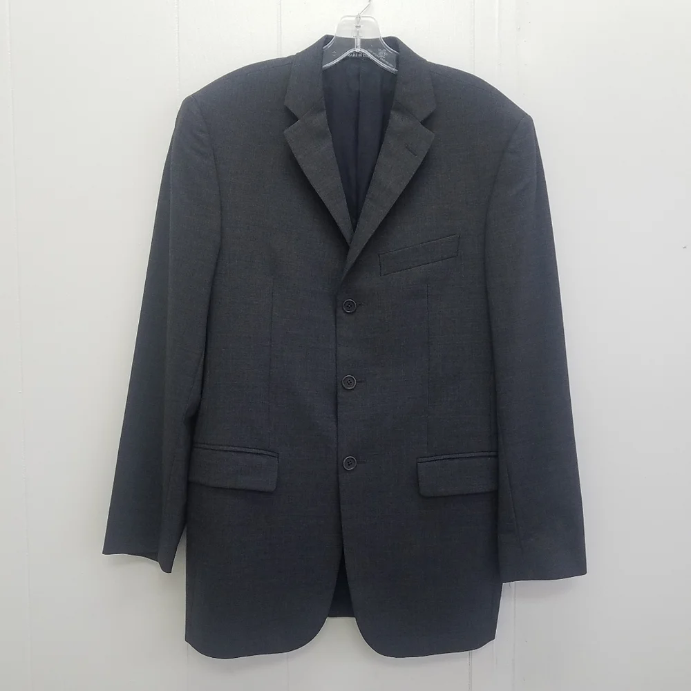 Barneys New York Three Button Wool Blend Blazer